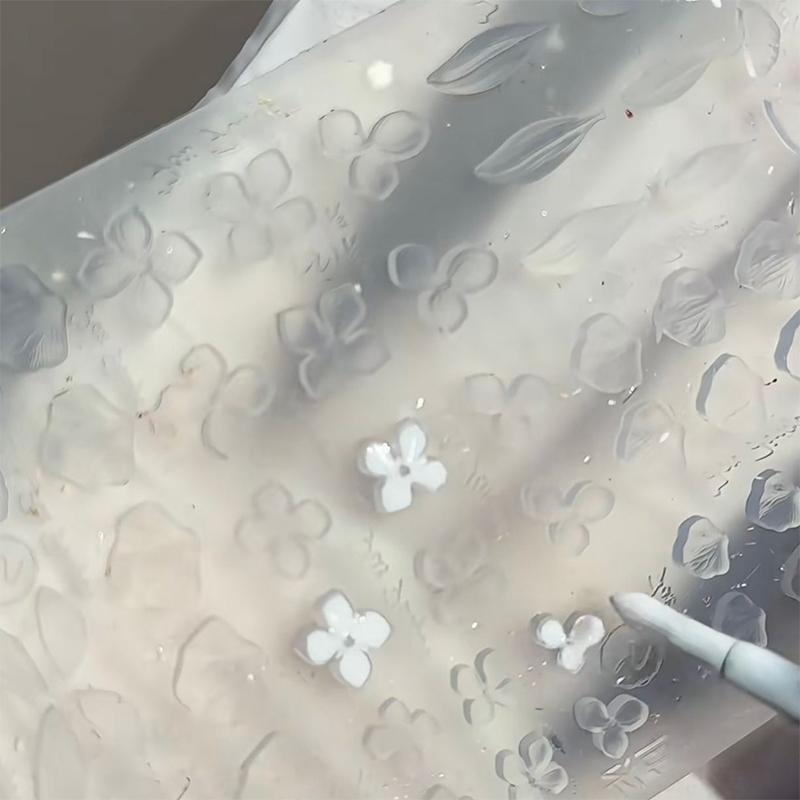 

3D Silicone Flower Nail Carving Mold Butterfly Stamping Plate Nails Stencils Blossom Nail Template Thin And Washable one size