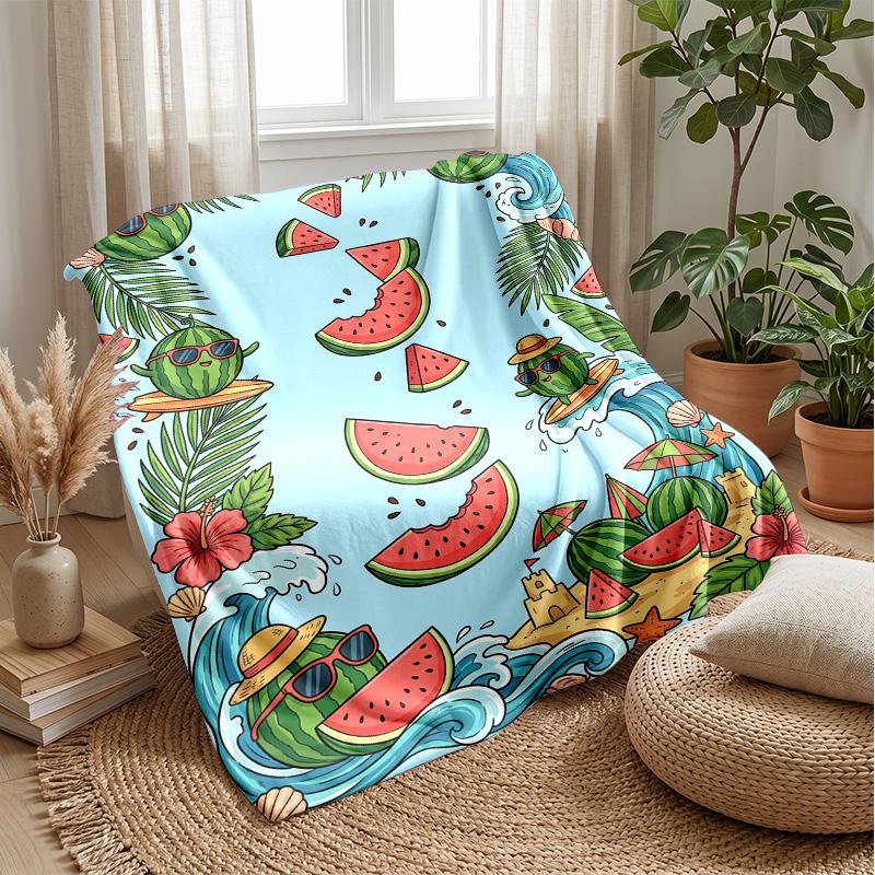 Summer Ice Cream Delight Theme blanket Lightweight Warm Flannel Blanket Decorative Throw Blanket for Home Decoration