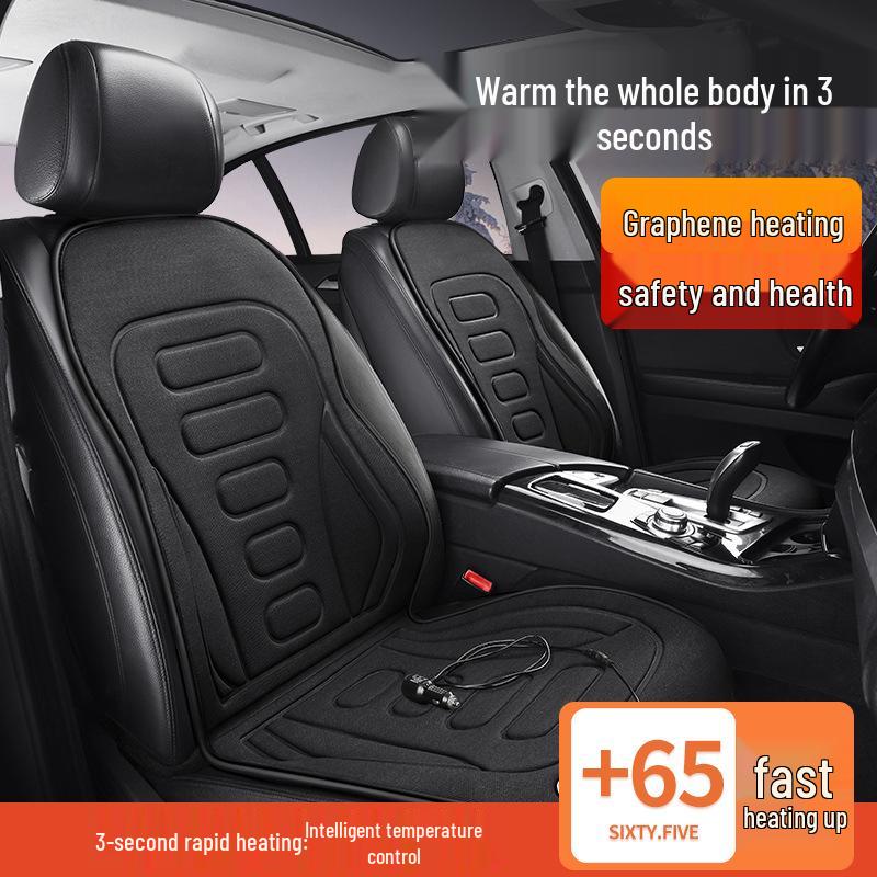 Universal 12V/24V Graphene Heated Car Seat Cushion with Cigarette Lighter Adapter