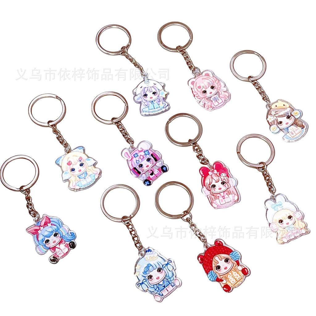 New Hatsune Miku Lolita Animation Soft Cute Acrylic Keychain Decoration Backpack Keychain Small Anime Cartoon Frind Fashion Toys