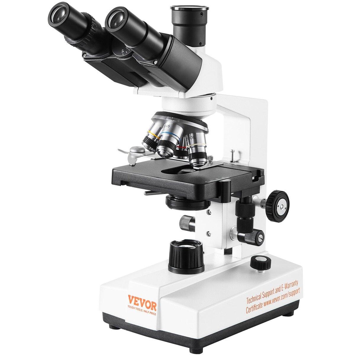 Összetett háromszemlencsés mikroszkóp 40X-5000X Kétrétegű mechanikus asztal