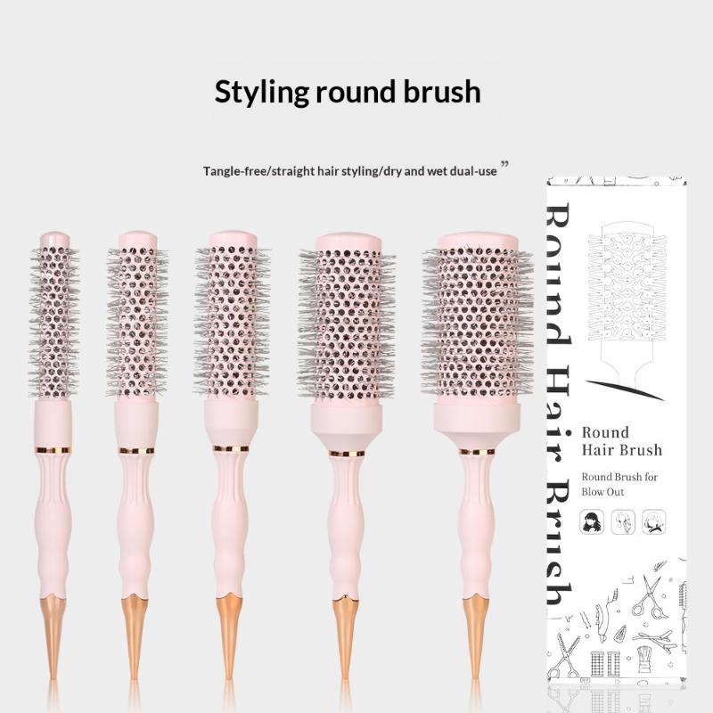 Barber Professional Round Blow Dry Brush, Professional Aluminum Tube Curly Hair  Cylinder Comb For Curly Hair Styling