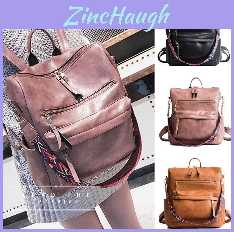 Stylish Women's Backpack In Soft Pu Leather For School And Travel With Adjustable Straps