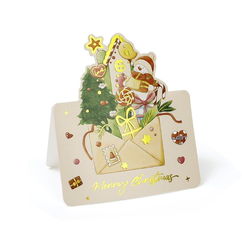 1/30PCS Christmas Greeting Cards Foldable Postcards New Year Party Bronzing Winter Gifts Paper Cards Home Envelope Decorations