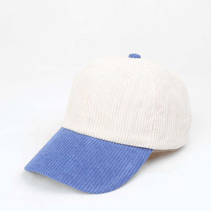 Color Blocking Corduroy Baseball Caps for Unisex Couple Street Versatile Snapback Hats for Autumn Winter, Ideal Choice for Gifts