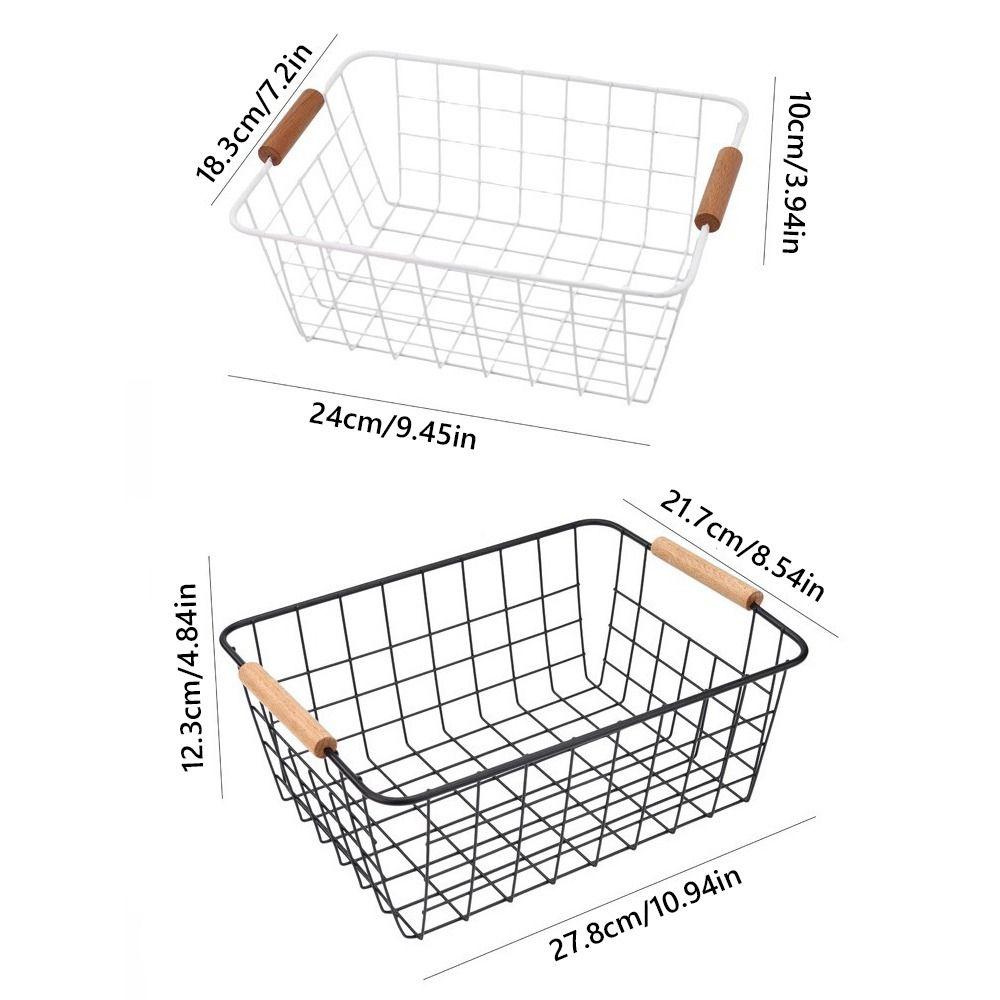 Rectangle Iron Wired Basket Metal Vegetable Fruit Snack Holder  For Bathroom Kitchen