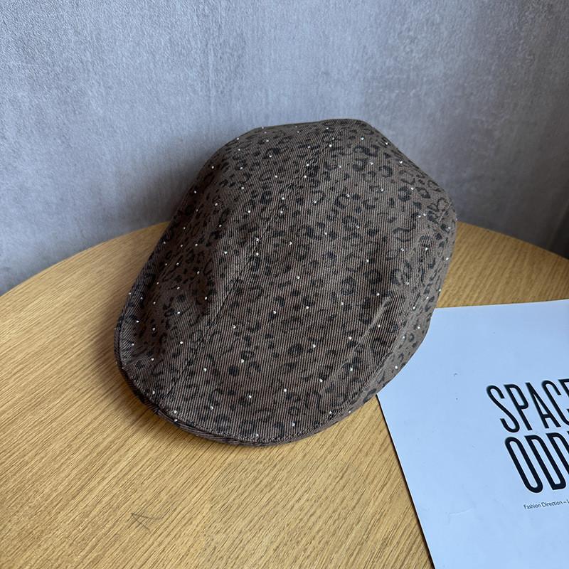 Retro Leopard Print Beret Hat For Women Summer Spring Fall Breathable Sun Protection