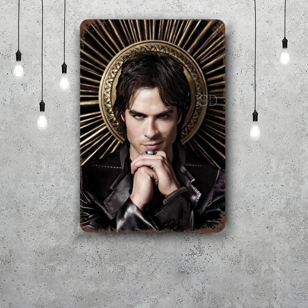 Damon Salvatore Decor Poster Vintage Tin Sign Metal Sign Decorative Plaque for Pub Bar Man Cave Club Wall Decoration