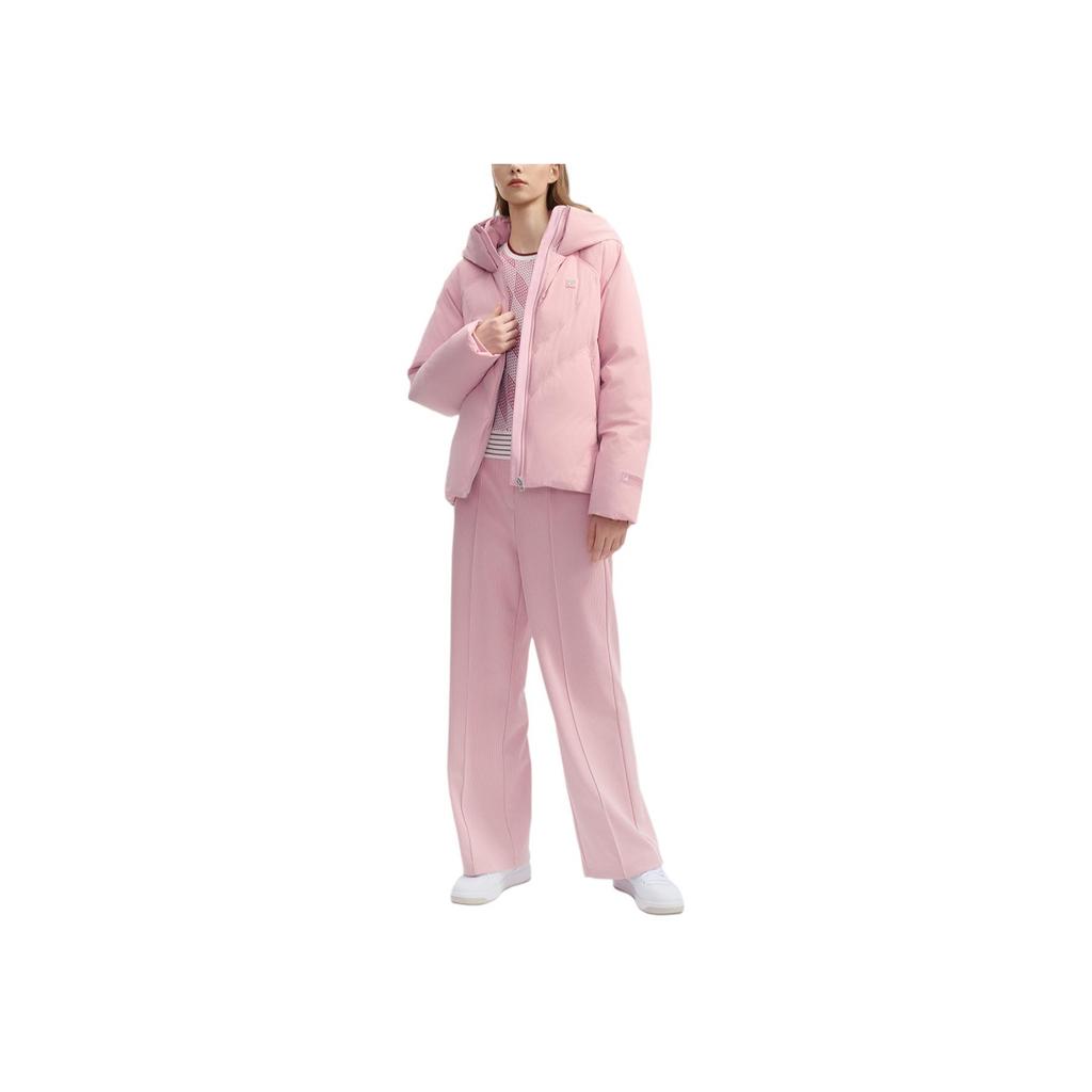 Fila Down Jacket Solid Color Simple Fashion Windproof Hooded Down Coat Women Jackets Pink F11W443911FPK