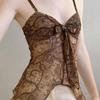 Retro V-hals Vetersluiting Strik Mesh Bandjes Top - Spicy Girl Collectie