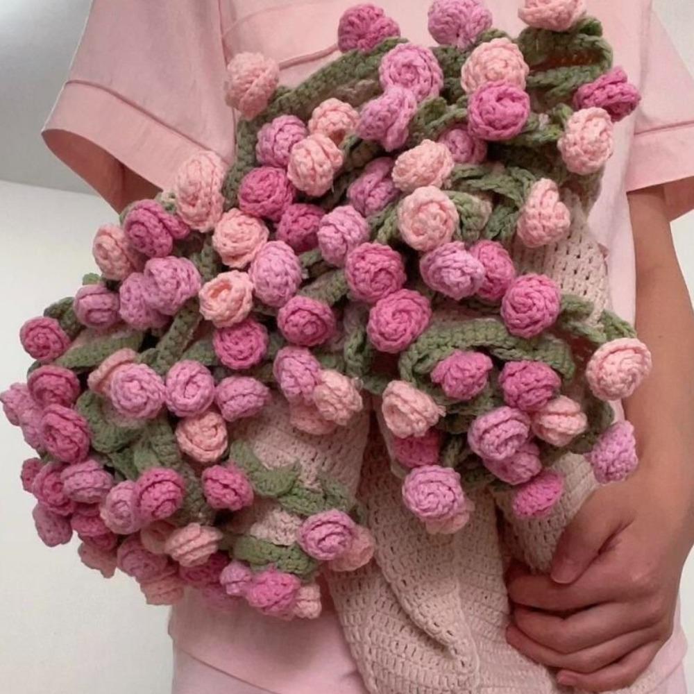 Creative 60cm Rose Bouquet Blankets Finished Product Crocheted Blanket Baby Blanket Gifts