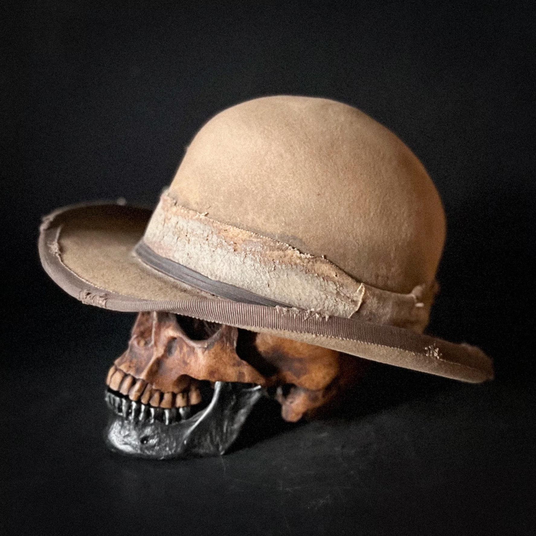 Ременная Декоративная Шляпа-Федора Овальный Верх Шляпа из Чистого Шерстяного Фетра Шляпа-Цилиндр из Фетра L（58-60cm）