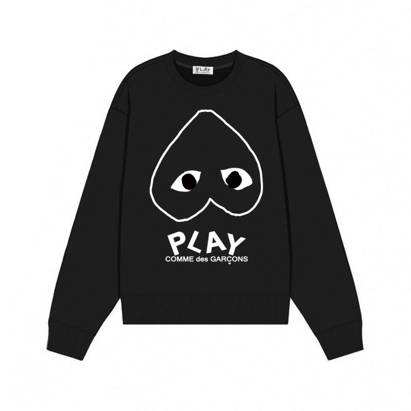 Relaxed Fit Cotton Sweatshirt With Heart Print Long Sleeve Crew Neck Fleece Lined Unisex Winter Casual Top