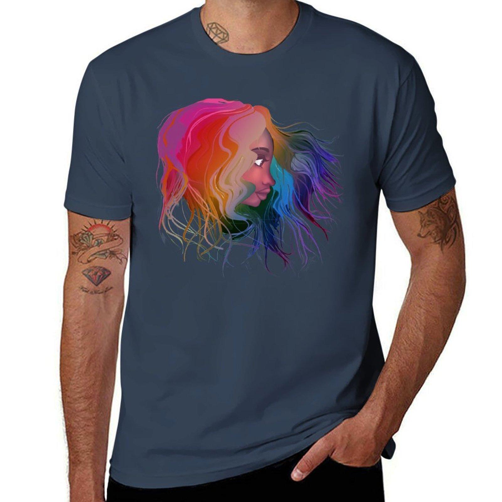 Girl with pride hair TShirt Casual Loose Fit Summer Tee Shirt S