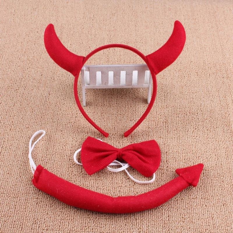 Cute Cosplay Costume for Adult Kids Cartoon Animal Headband/Tail/Bowtie Halloween Party Animes Outfit Role Play Suit