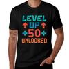 Level Up 50 Unlocked Retro Tshirt T Shirt Unisex 100 Cotton Luxury Brand Unisex T Shirts For Unisex Casual Tshirt