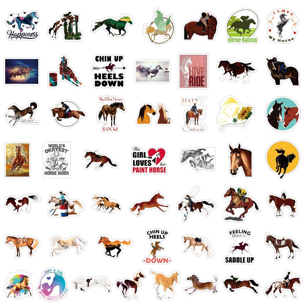 10/30/50/100pcs Cool Cartoon Horse Equestrian Stickers Decals DIY Skateboard Notebook Phone Guitar Graffiti Sticker Decoration