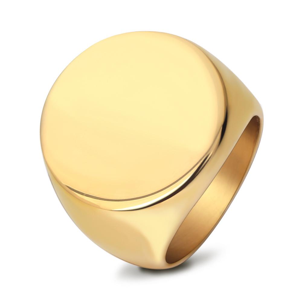 European & American Stainless Steel 22MM Smooth Surface Ring - Fashionable & Customizable for Men