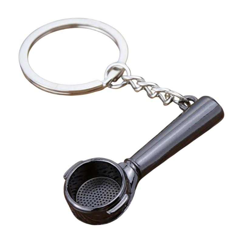 Unique Coffee Machine Filter Handle Keychain Fashion Metal Key Ornament Bag Charm Present for Coffee Aficionados