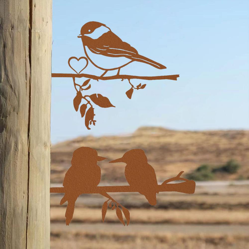 Väggkonst med silhuett av en fågel på en gren i stål - Gör ditt hem unikt med denna tavla. Perfekt för trädgården, uteplatsen och födelsedagspresent