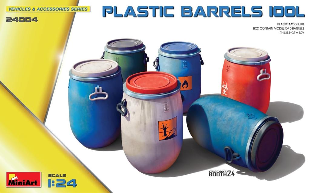 Miniart Plastic Barrel 100L Plastic Model MA24004 1/24