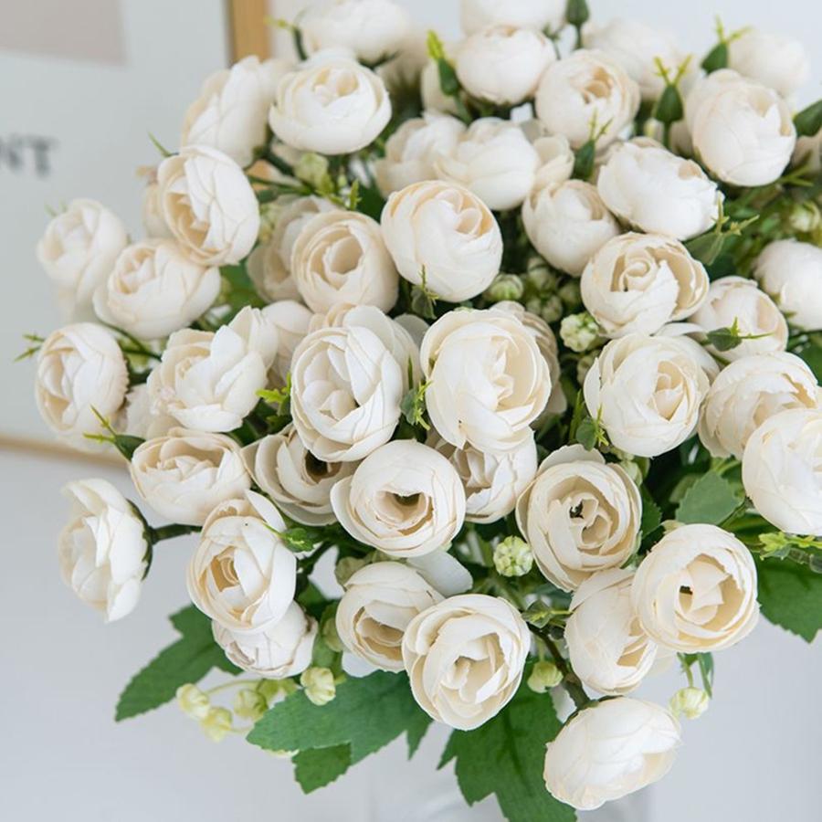 Artificial Flowers Cheap Silk Tea Buds Roses Wedding Garden Bridal Bouquets Festival Table Decor Vases Home Room Yard Fake Peony
