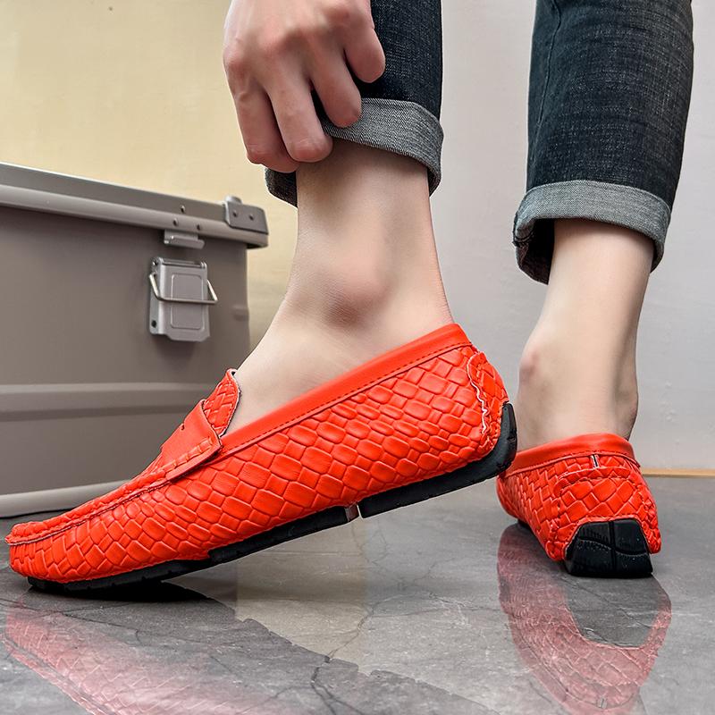 Herren Mokassins Loafer Fahrschuhe Komfort Leder Flats Lässige Slipper Übergröße Farbe Blau Erbsenschuhe Übergröße