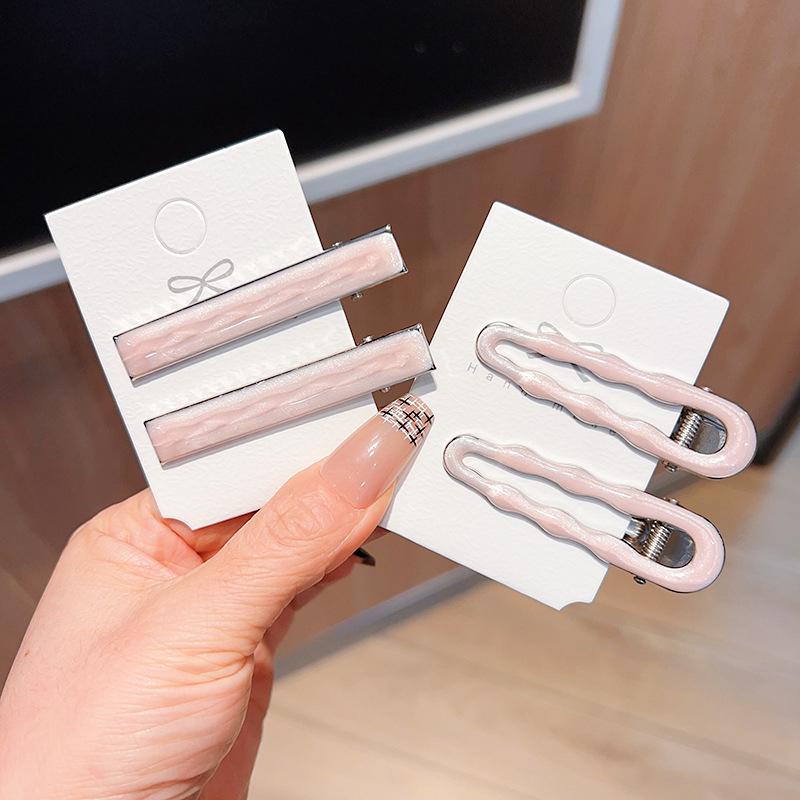 Simple Wave Oval Pink Seamless Hair Clip Women Acetate Sheet Bangs Clip Hair Duckbill Clip Hairpins Hair Styling Tool Gift
