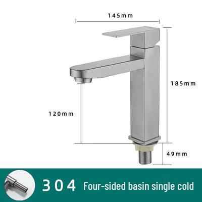 Jednouchwytowa bateria umywalkowa Lilong ze stali nierdzewnej 304, zimna woda