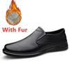 Fashion Genuine Leather Men's Warm Winter Shoes Formal Dress Loafers Casual Soft Mens Business Shoes Comfortable Non-slip Driving Shoes