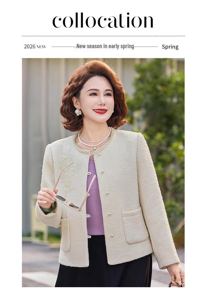 New Spring 2026 French Style Lightweight Outerwear for Middle-Aged and Elderly Women