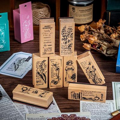 Exquisite florale Holzstempel für DIY-Journals - 8 Stile verfügbar