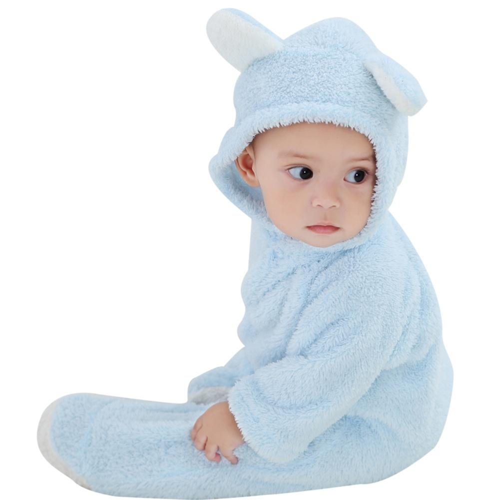 Infant Baby Warm Coral Fleece Romper Boy Girl Jumpsuit Bodysuit