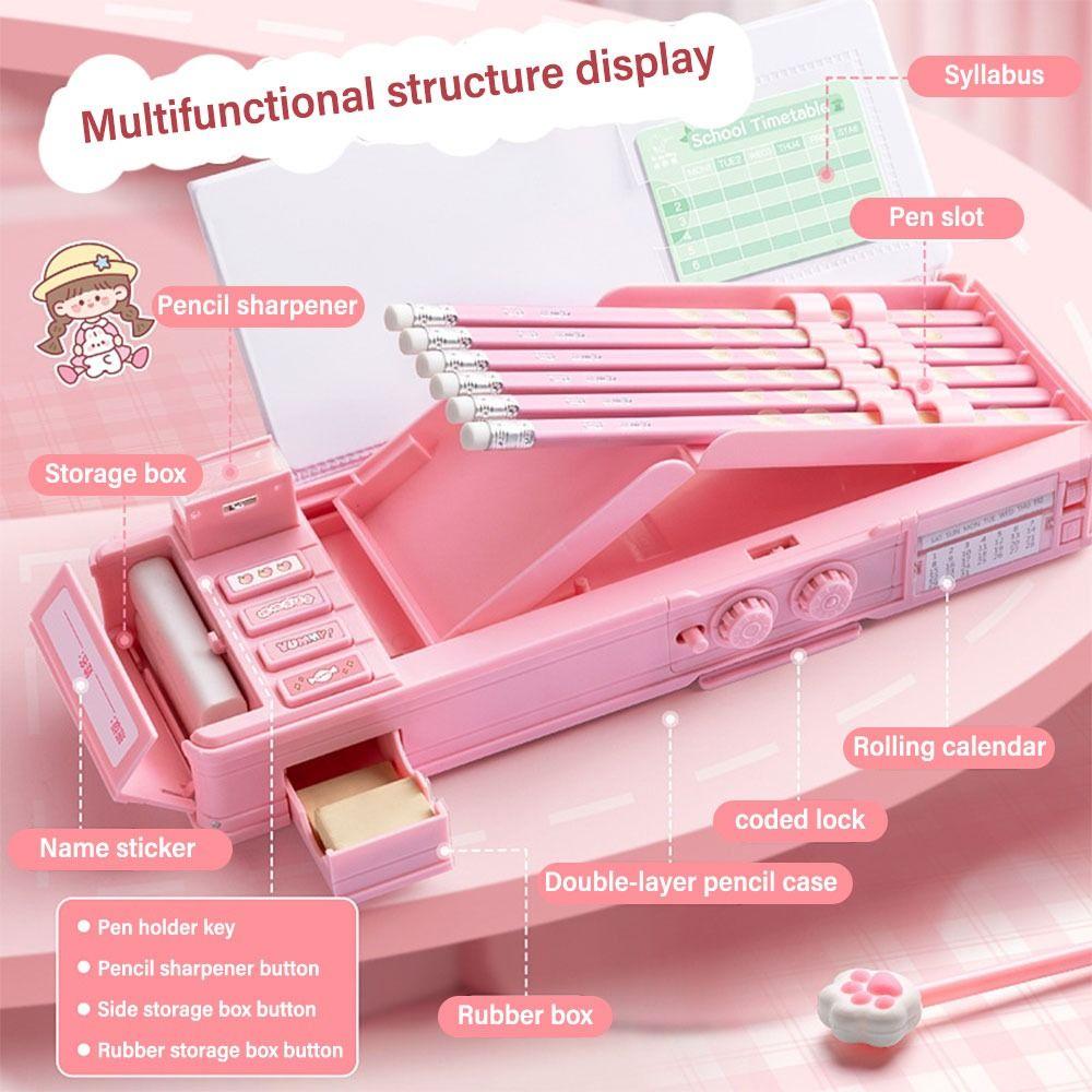 Double Layer Mechanism Pencil Box Astronaut Design Stationery Organizer  For Boys/Girls