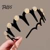 Shiny Hairpin 2Pcs Women Headband Faux Pearls Decor Anti-slip Teeth Hairband Hair Hoop Lightweight Elastic Accessory Daily Wear