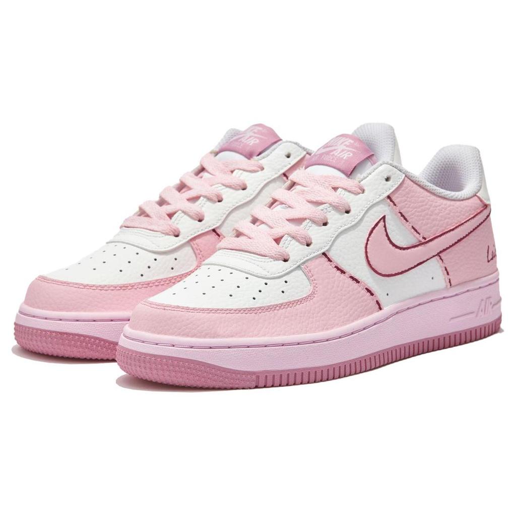 Nike Air Force 1 Fleeing Sweetheart SAML Slip Resistant Abrasion Resistant Low top Skateboard Shoes GS Pink White CT3839-107(Team6-)