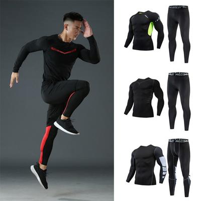2-teiliger Herren-Kompressions-Sportanzug, Fitnessstudio, enge Sport-Yoga-Fitness-Sets, Leggings