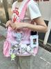 New Cute Hand Ulzzang Y2k Ita Bag for Girls Large Capacity Fashionable Polka Dot Canvas Shoulder Bag Casual Commuting Tote Bag