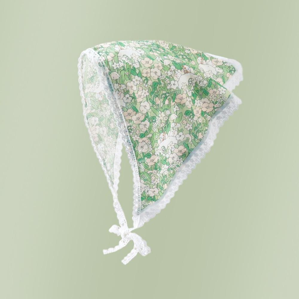 Elegant Floral Cotton Head Scarf Soft Wrap Printing Hair Scarf Vintage Lace Triangle Scarf  Beach