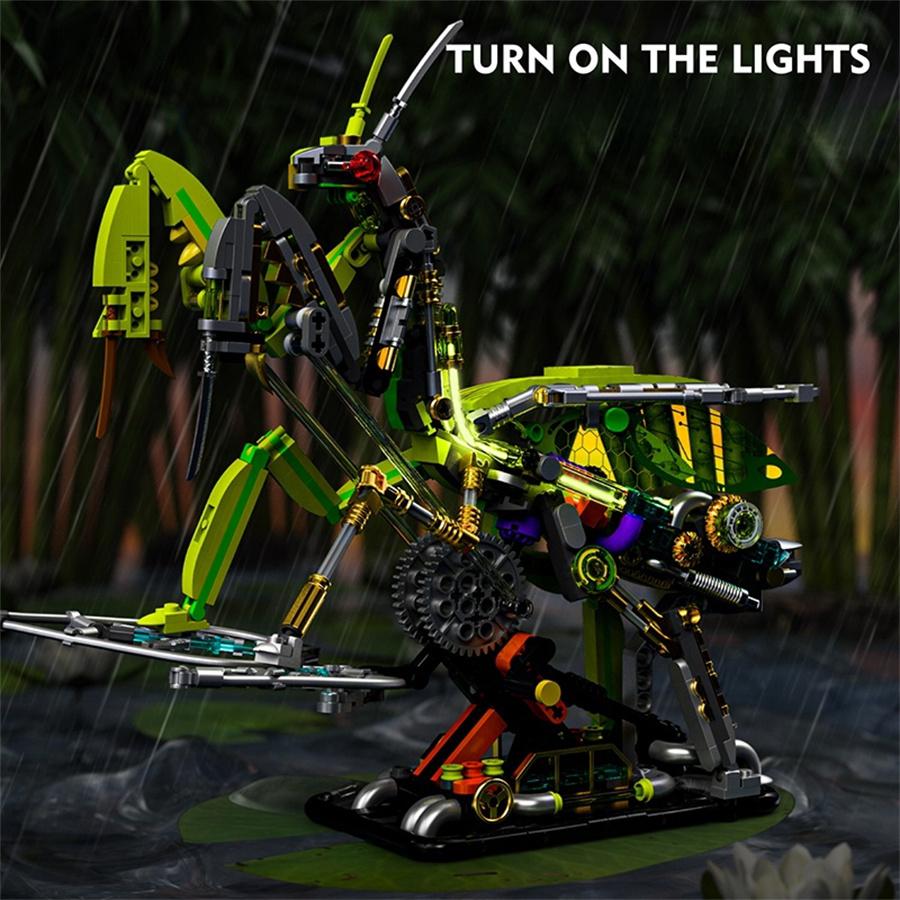 MOC Creative Mechanical Mantis Building Blocks Set Insect Power Moto Model Kit DIY Assembly Bricks Toys Kids Birthday Gift