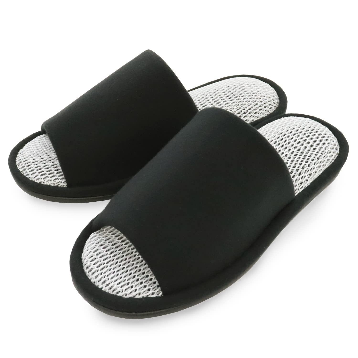 

Okumura Slippers Monochrome Knit L Black AAAA9916BK Large Size Smooth Mesh