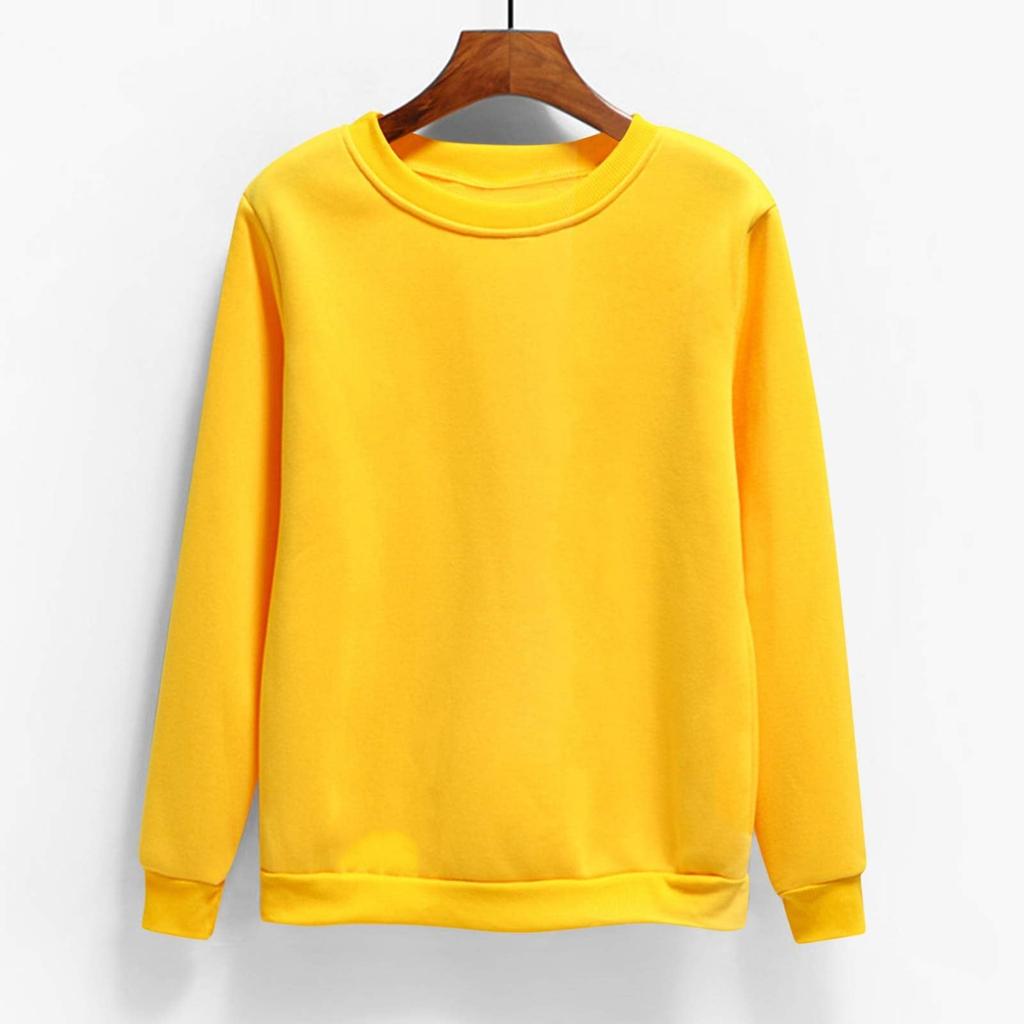 Women's Fashion Casual Round Neck Long Sleeve Fleece-Lined Solid Color Sweatshirt