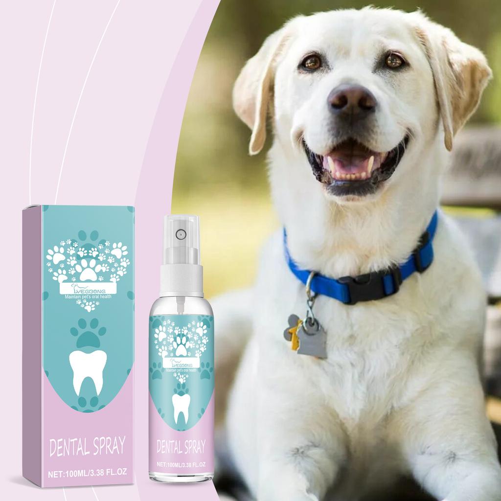 Pet Dental Spray for Dogs and Cats, Plaque Remover Bad Breath Freshener, Gentle Oral Care Cleaner for Pet Teeth Whitening