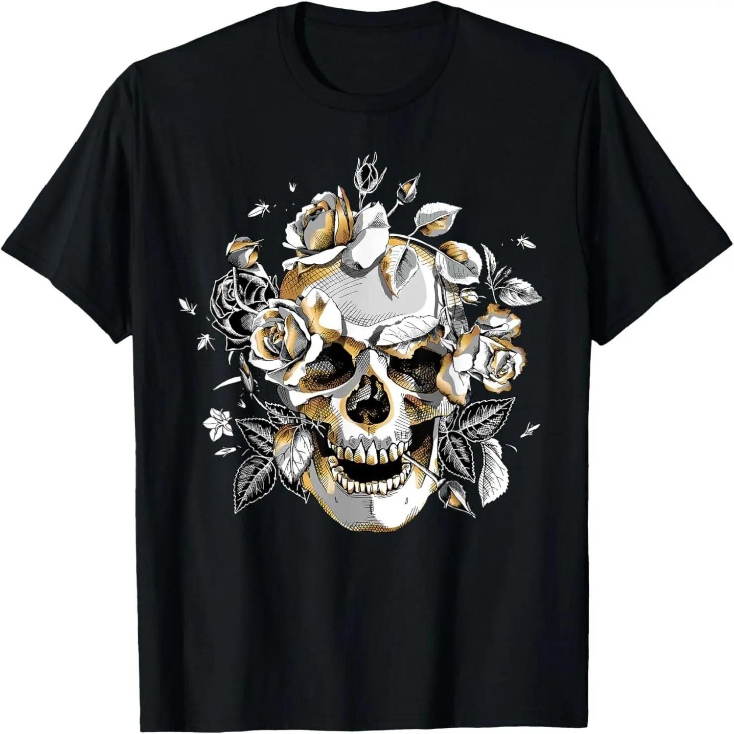 Крутые футболки с цветочным черепом, Футболка на Хэллоуин с черепом, Футболка с черепом XXXXXL разноцветный