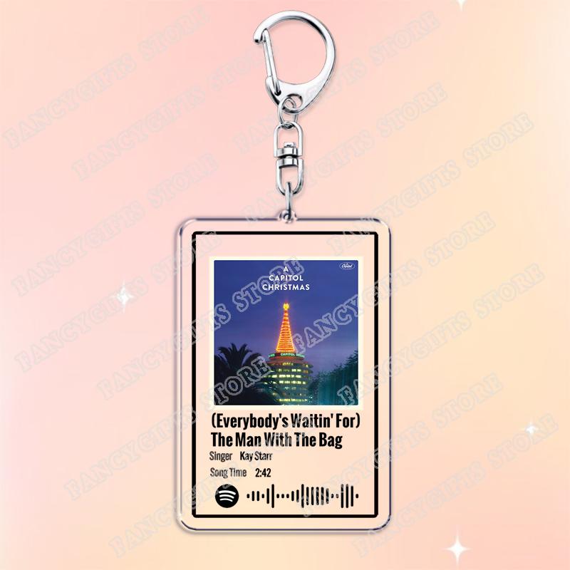 

Classic Merry Christmas Music Songs Code Keychains for Women Accessories Bag Jingle Bell Rock Let It Snow Keyings Jewelry Gifts