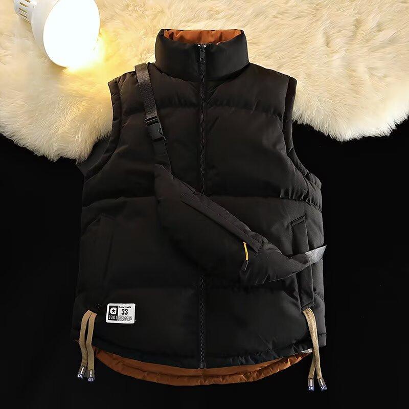 Double-sided wear thickened cold-proof vest, versatile loose coat in autumn and winter, casual trend warm vest