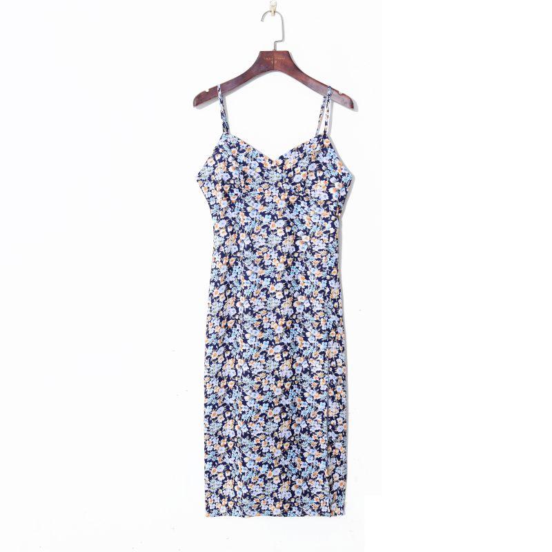 

Женское летнее платье-комбинация с V-образным вырезом, открытой спиной, облегающего кроя, топ-труба Printed S