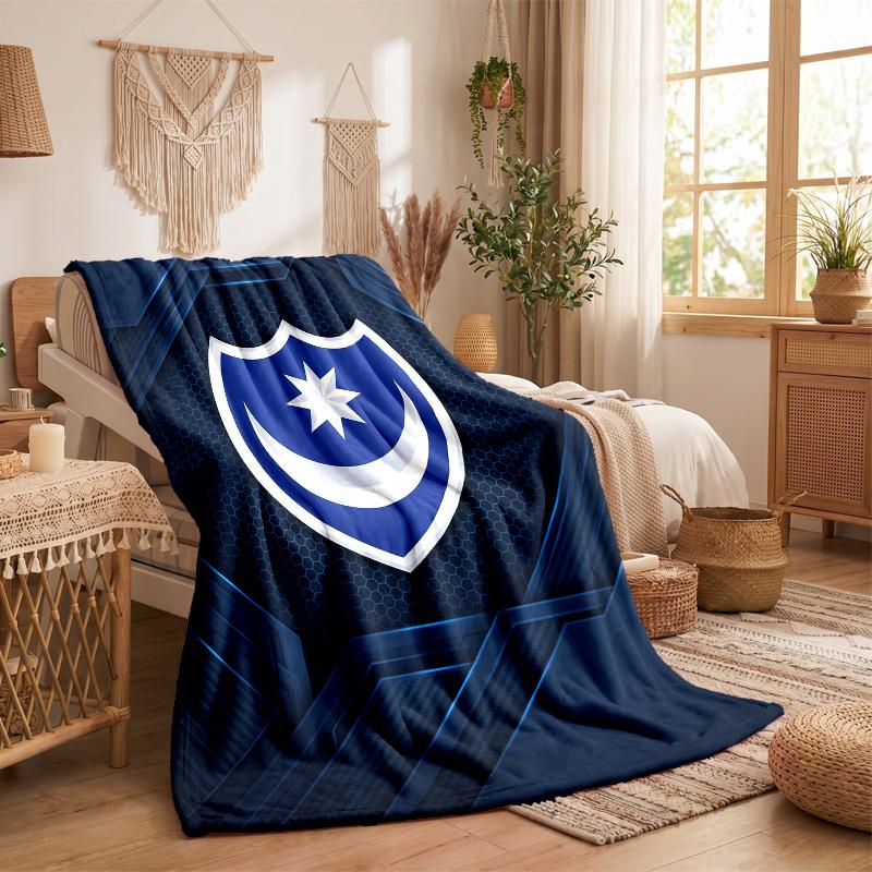 Coperta in Pile a Tema Portsmouth FC Morbida e Accogliente Coperta di Peluche per Camera da Letto Divano Viaggio