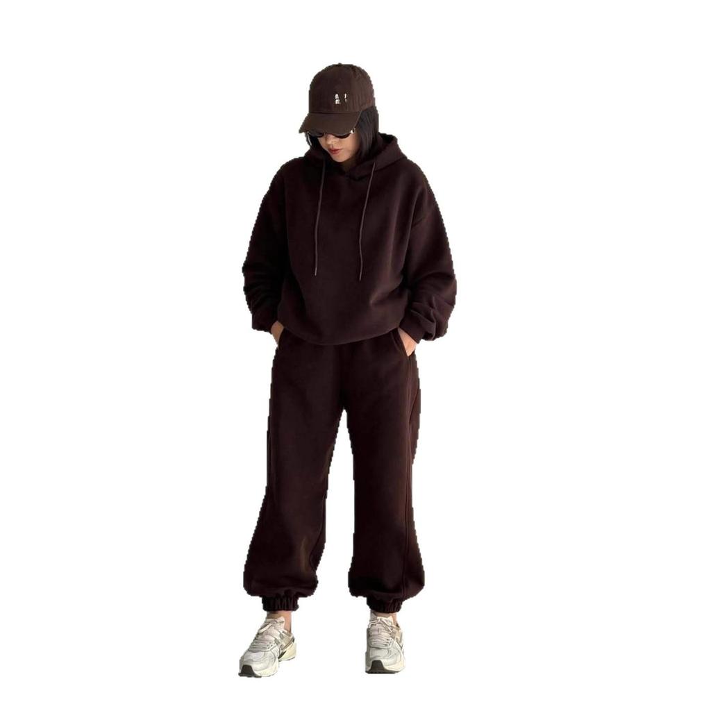 Autumn 2025 Women's Hooded Sporty Casual Two-Piece: Long-Sleeved Sweatshirt and Pants.