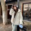 New hooded solid color graphite stand-up collar down cotton clothes winter thickened warm puffs thin loose coat